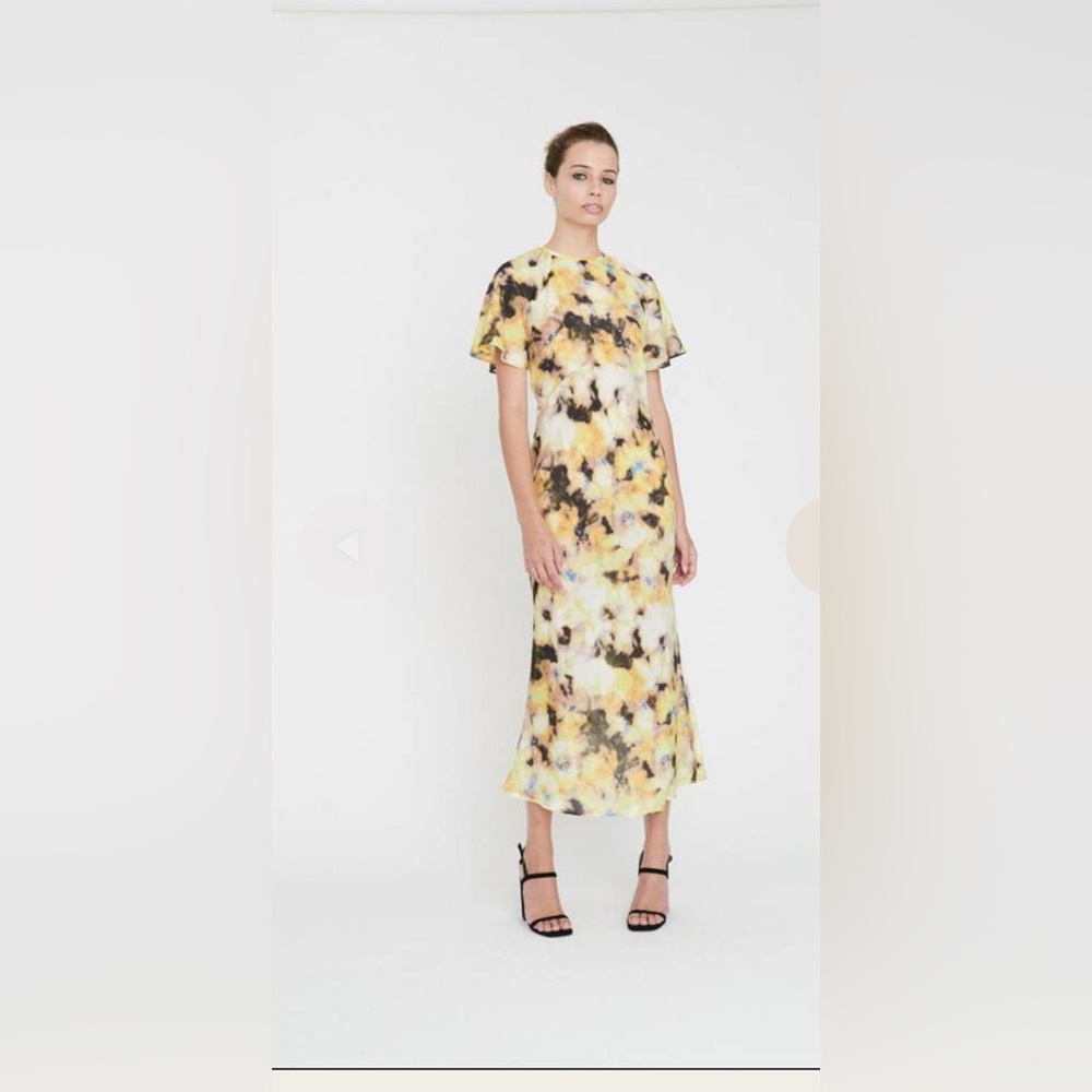 Georgia Alice Elegant Silk Yellow Acid Print Dress